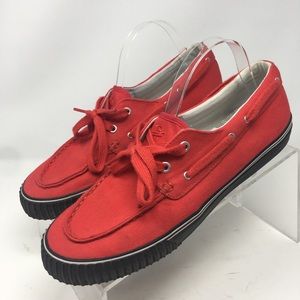 PF Flyers Dionas Red Lace Up Boat Shoes Sz 12.5